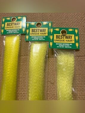 (3) BESTWAY “Unique Hair” Crimped Bright Yellow (Chartreuse) Fly Tying Material